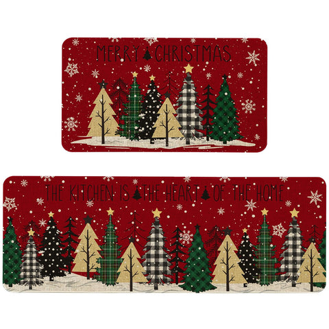 Roszwtit Christmas tree kitchen mat 17x29 with non-slip backing keeps floors safe.