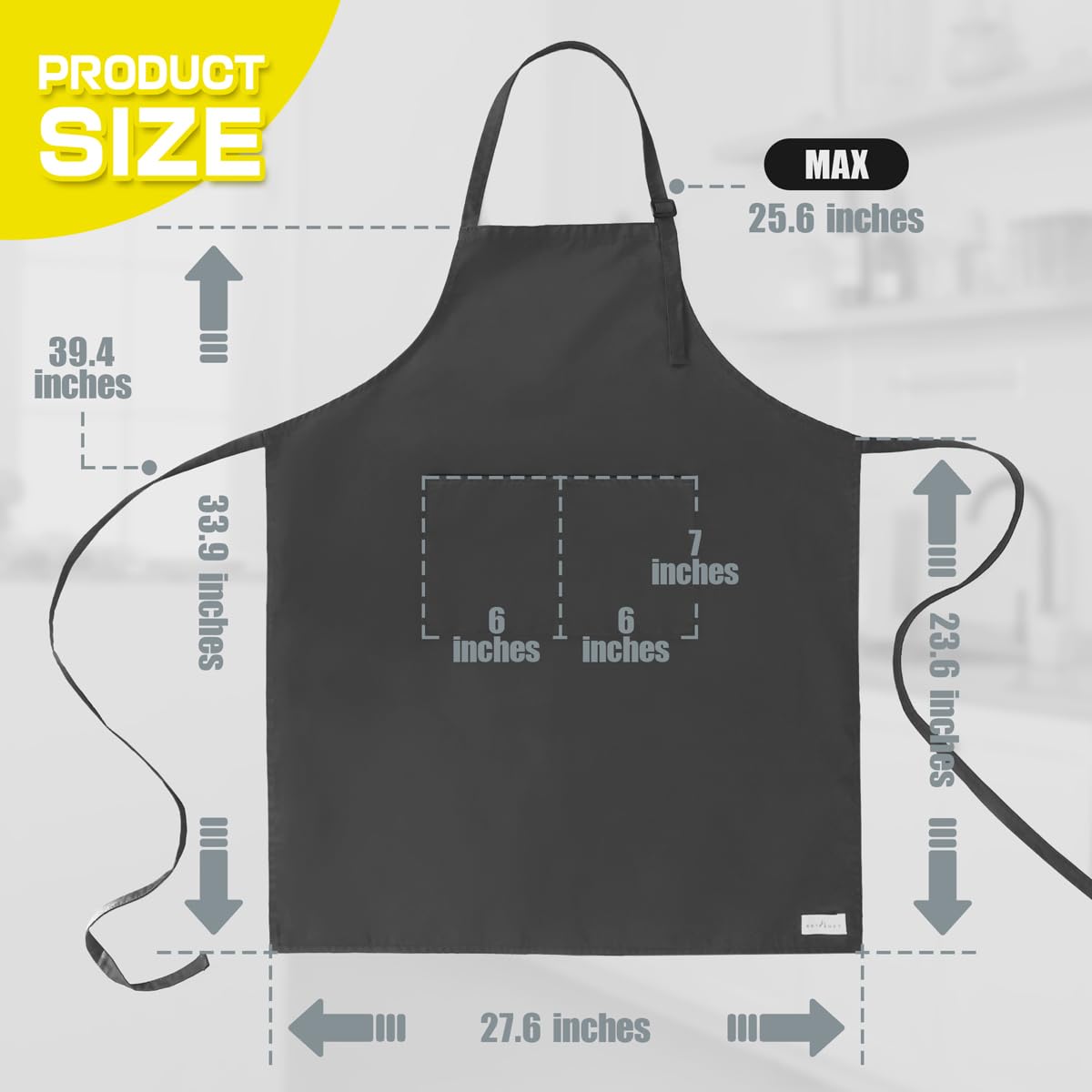ROTANET apron with two center pockets keeps tools within reach during cooking.