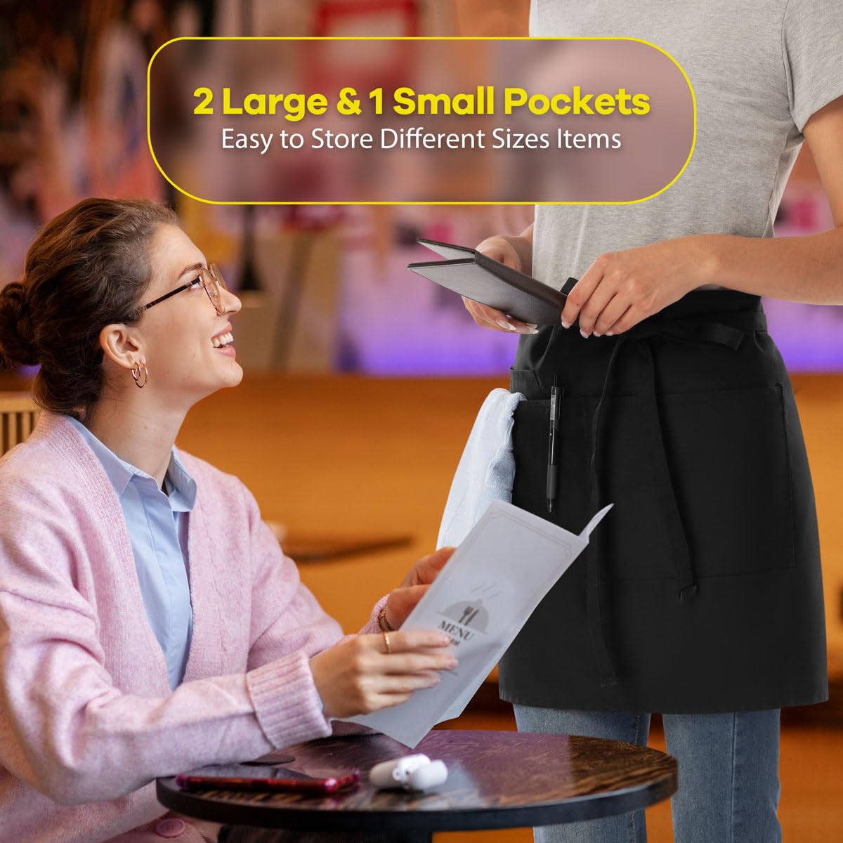 ROTANET half-waist apron with 40-inch ties for versatile fit.