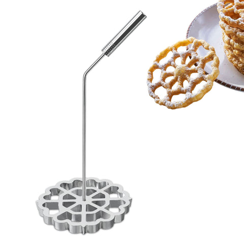 Rotel bunuelos mold with flower design for even frying and crisp rosette cookies.