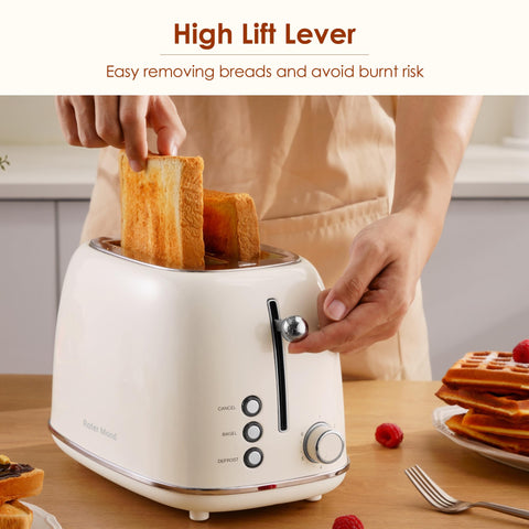 Roter Mond 2 Slice Toaster cream bagel mode focusing on one sided browning