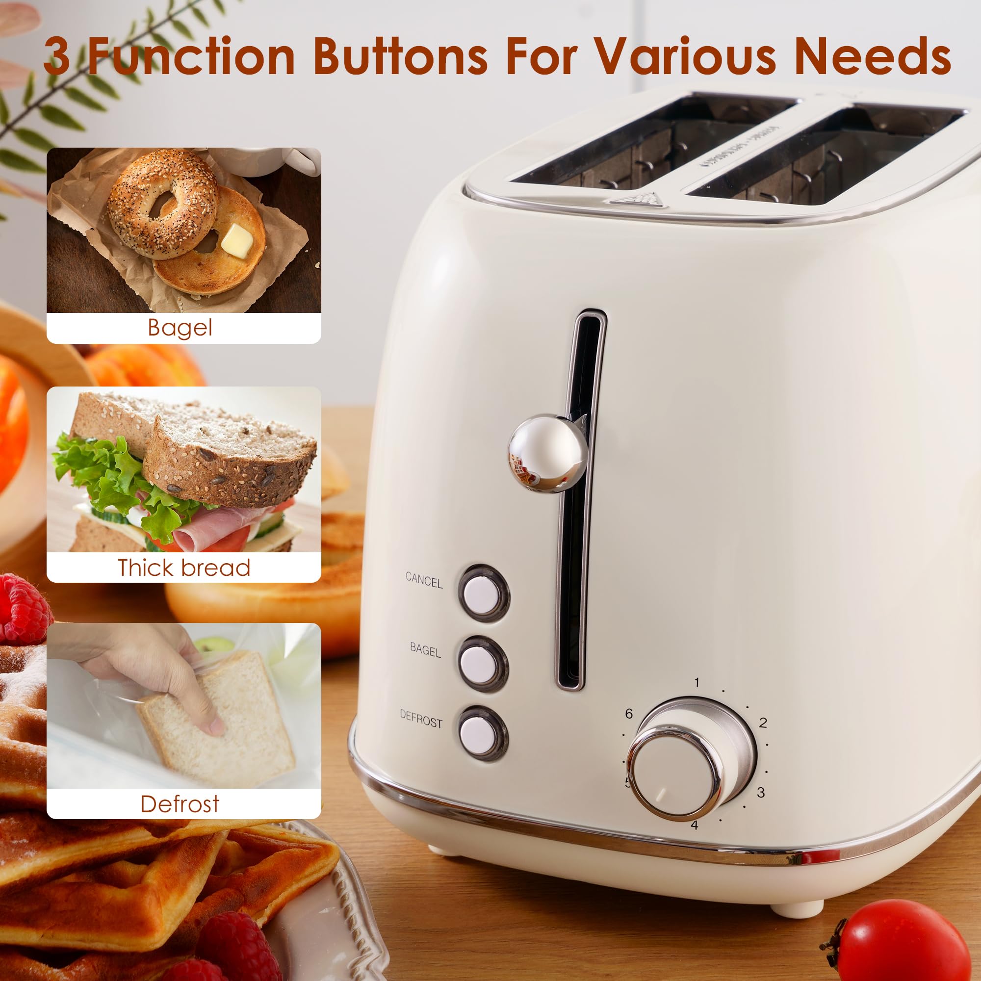 Roter Mond 2 Slice Toaster cream inside with visible slots for even toasting