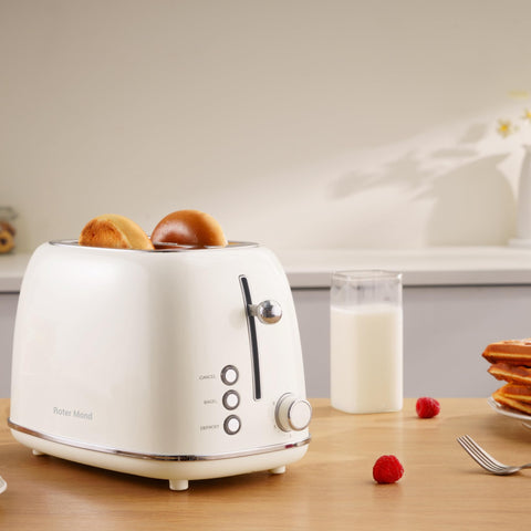 Roter Mond 2 Slice Toaster cream side view highlighting compact footprint