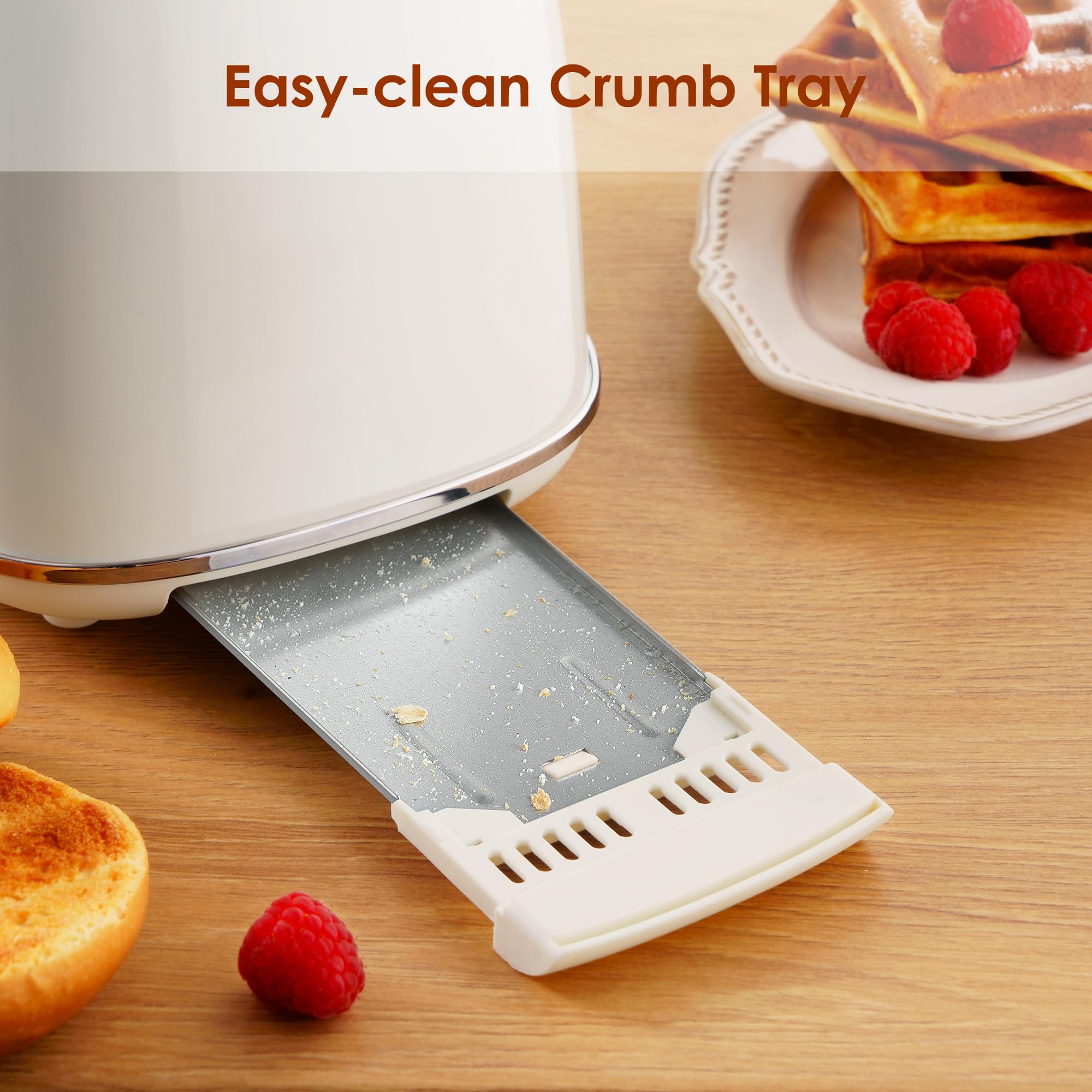 Roter Mond 2 Slice Toaster cream stainless steel body for durability and style