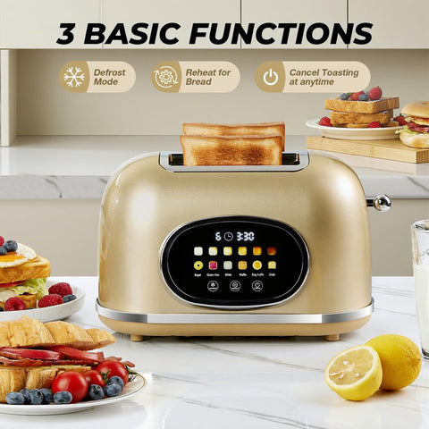 Roter Mond 2-slice toaster displays digital timer for precise toast timing