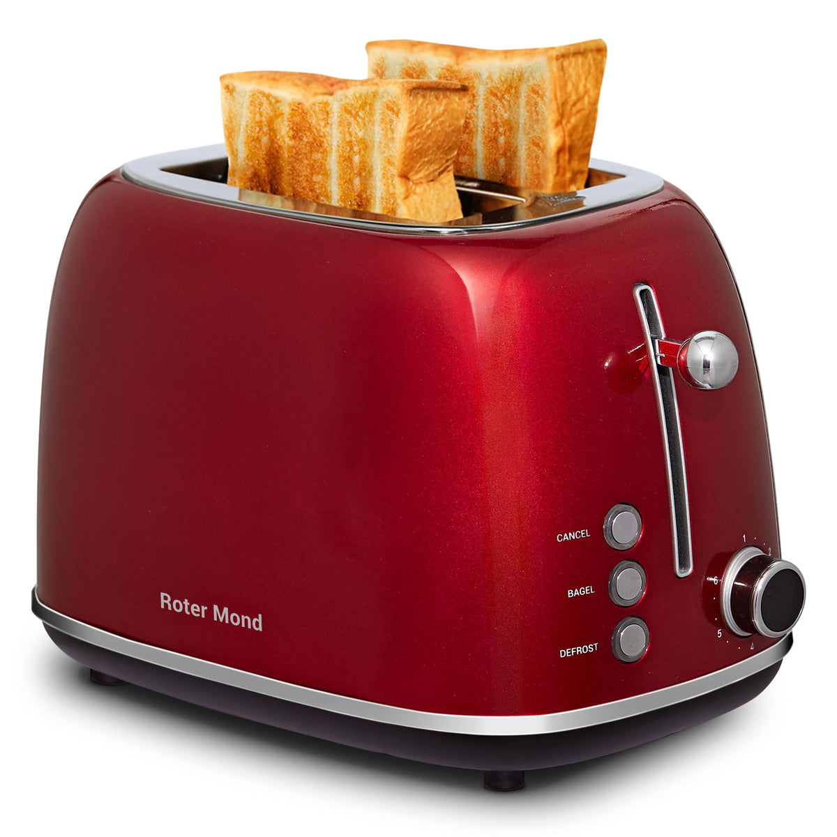 Roter Mond 2-slice toaster with stainless steel body for durability.