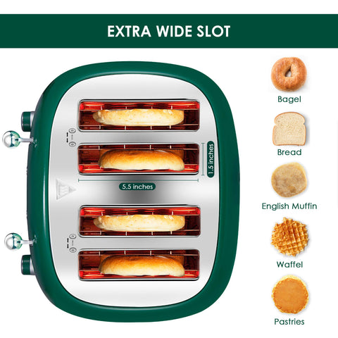 Roter Mond 4-slice toaster controls close-up showing Bagel Defrost Cancel options.