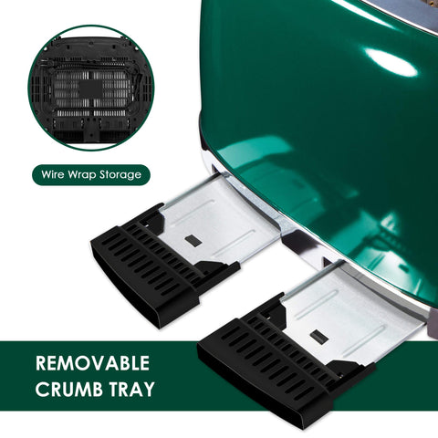 Roter Mond 4-slice toaster green wide slot for bagels and artisan bread.