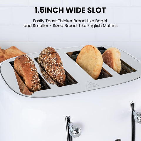 Roter Mond toaster side view highlighting the compact retro silhouette.