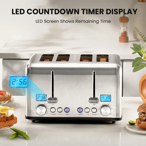 Roter Mond Countdown toaster bagel function demonstrates outer-toasting on bagels