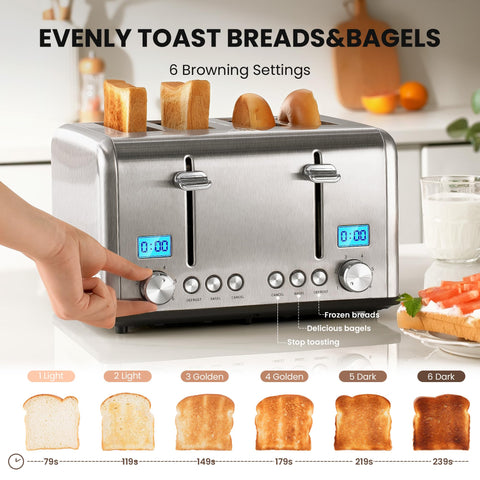 Roter Mond Countdown toaster with wide slots close-up for thick bread and bagels