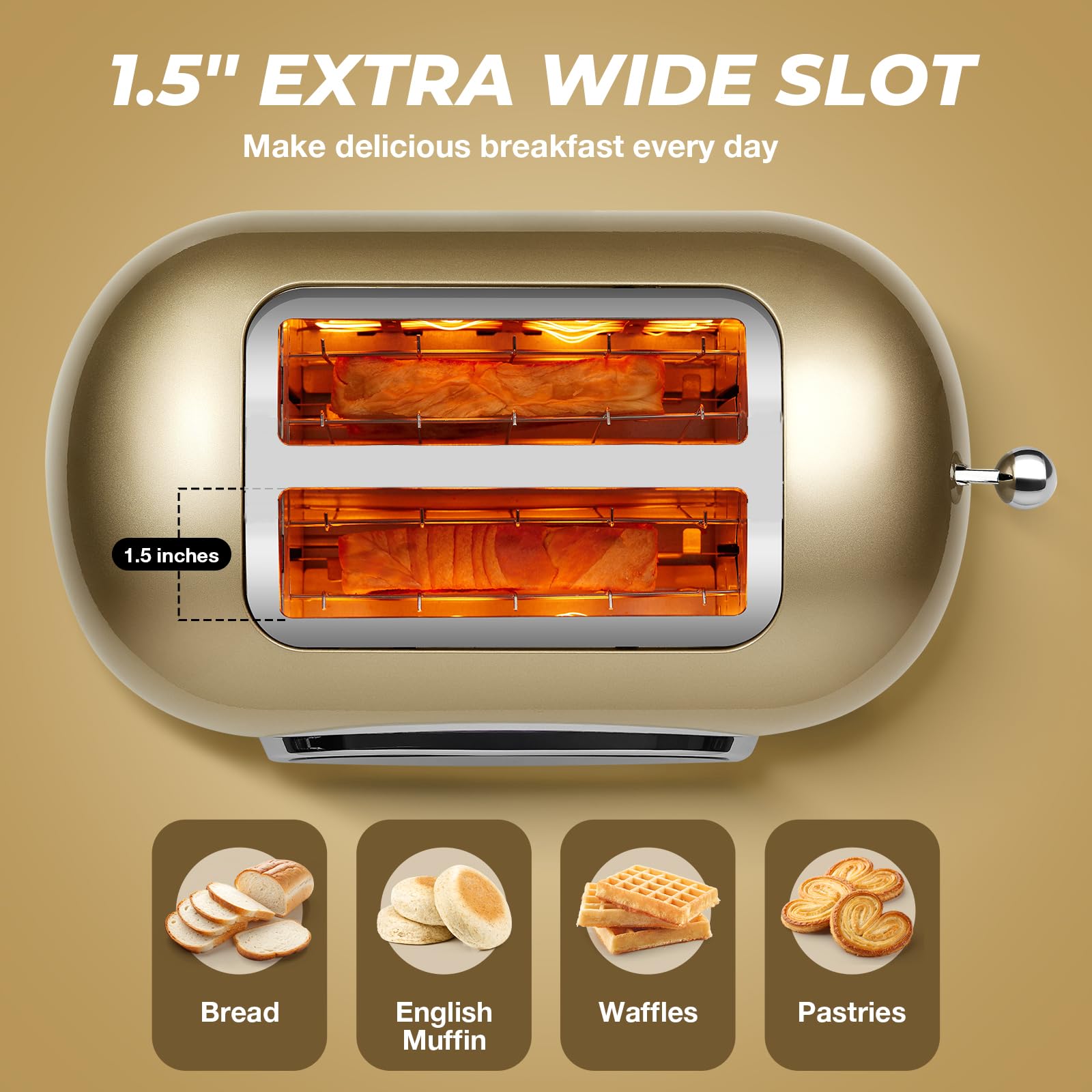 Six bread modes ensure consistent results for bagels, toast, and more