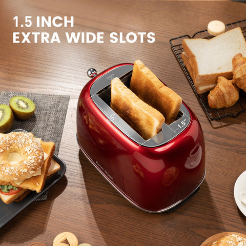 Toaster offers bagel, defrost, and cancel modes for versatile use.
