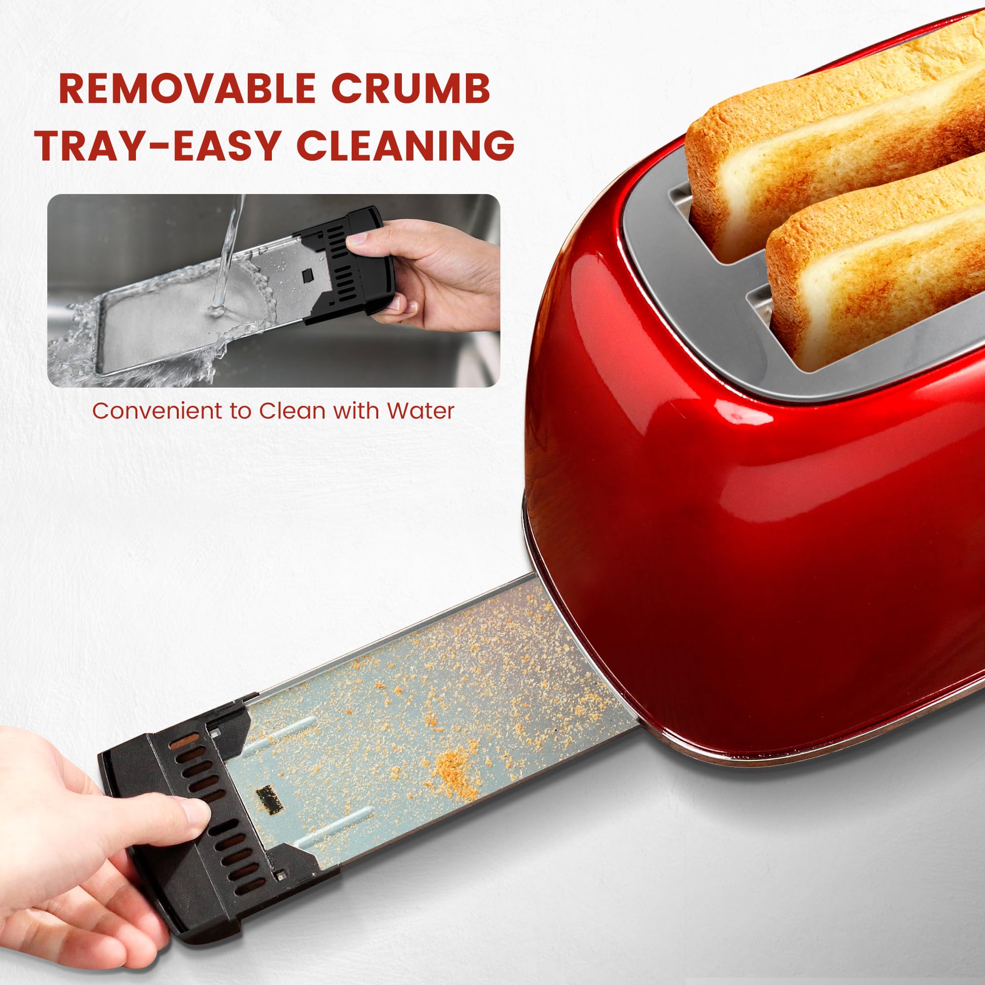 Easy-clean design supports quick wipe-down after toasting sessions.