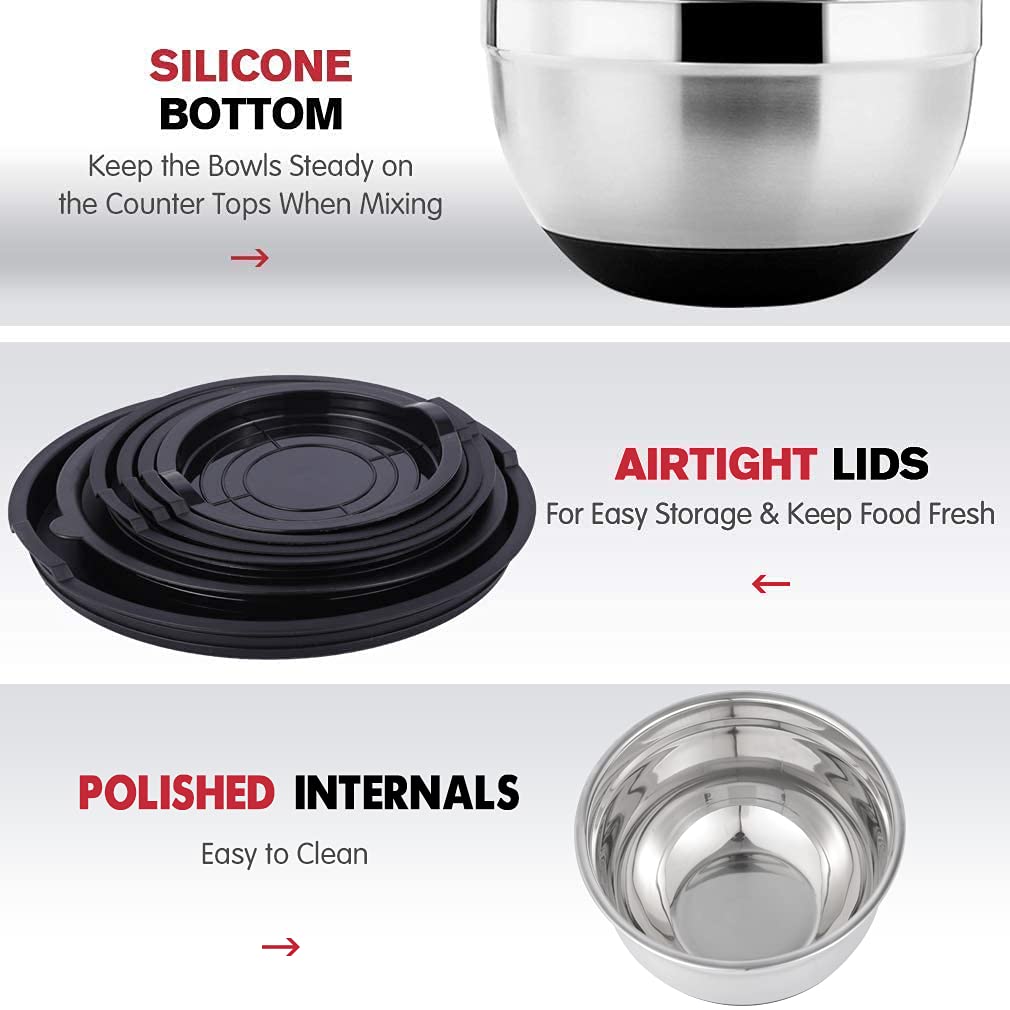 Rottay bowls with non-slip bottoms prevent slipping during mixing