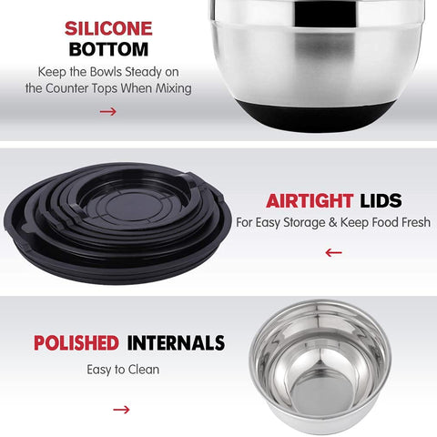 Rottay bowls with non-slip bottoms prevent slipping during mixing