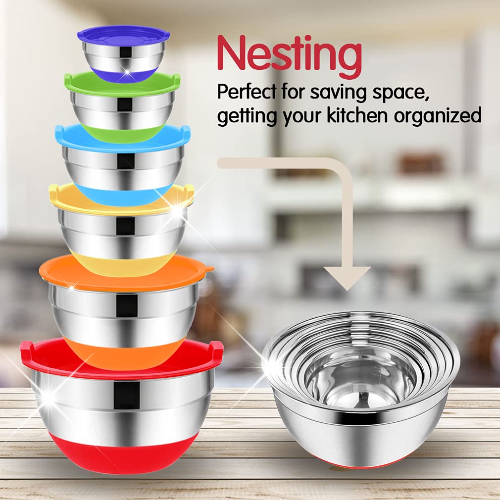 Rottay nesting design saves cabinet space when bowls are not in use.