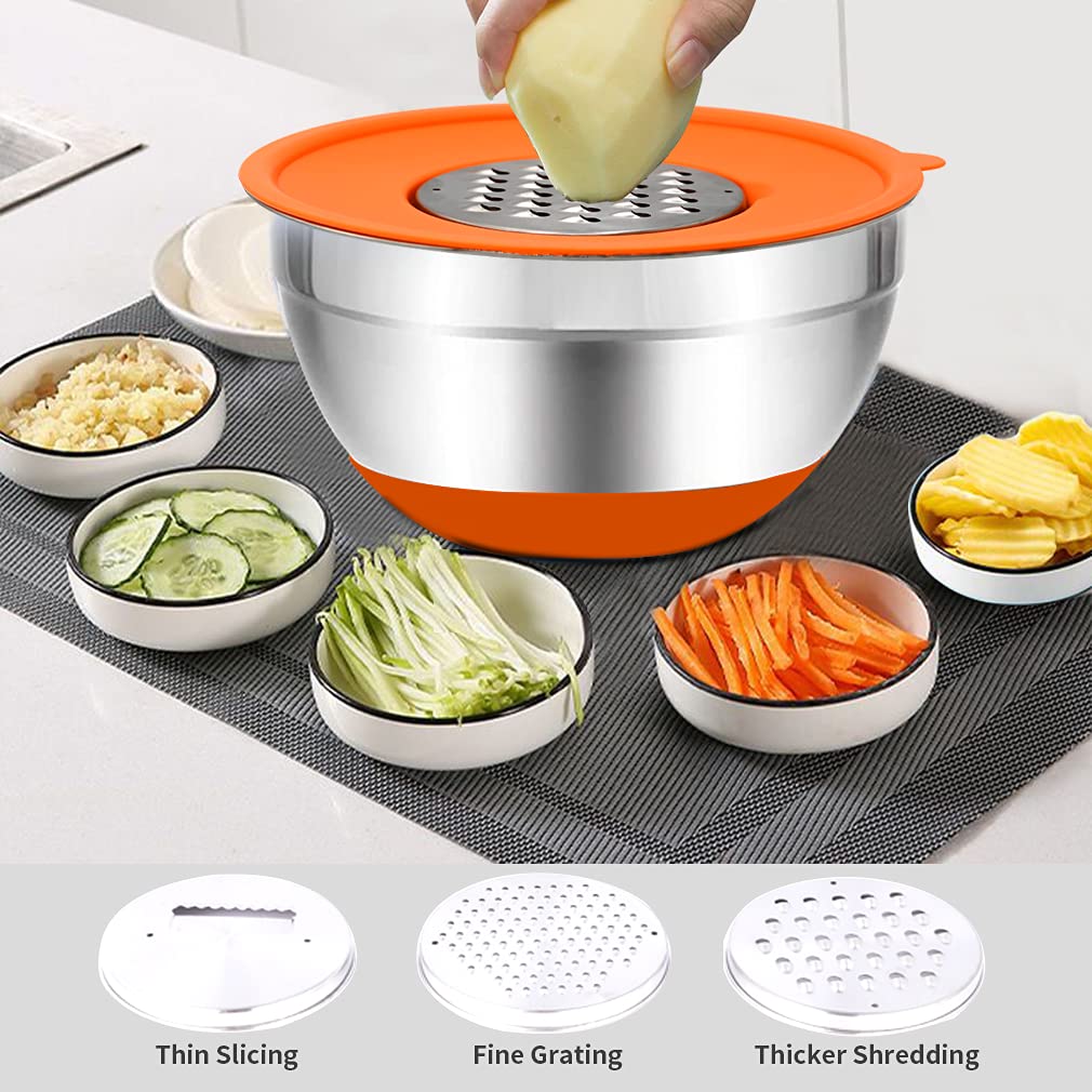 Rottay stainless steel bowls with mirrored interior enhance visibility and mixing ease.
