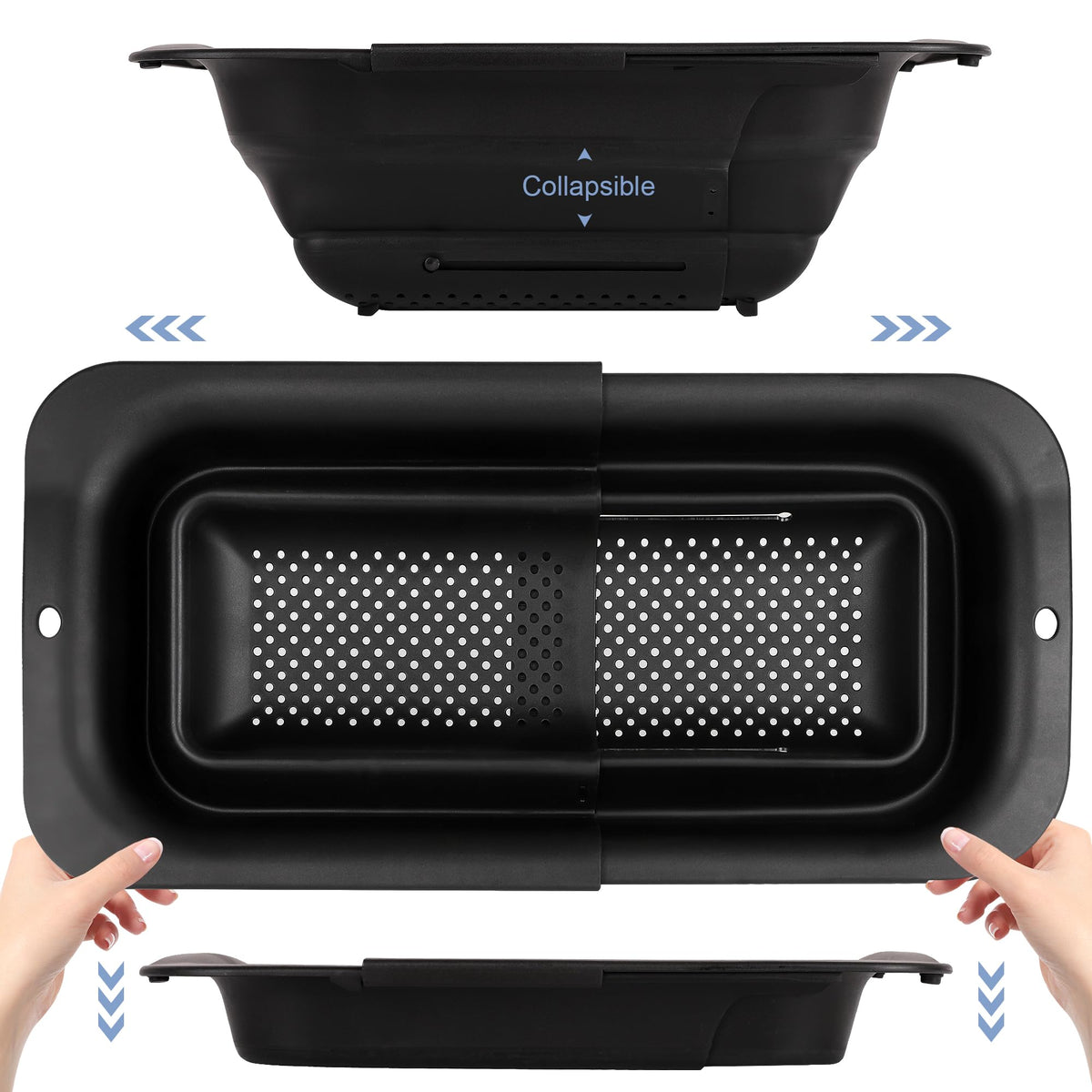 ROTTOGOON 7Qt collapsible colander over the sink, adjustable for large batches.