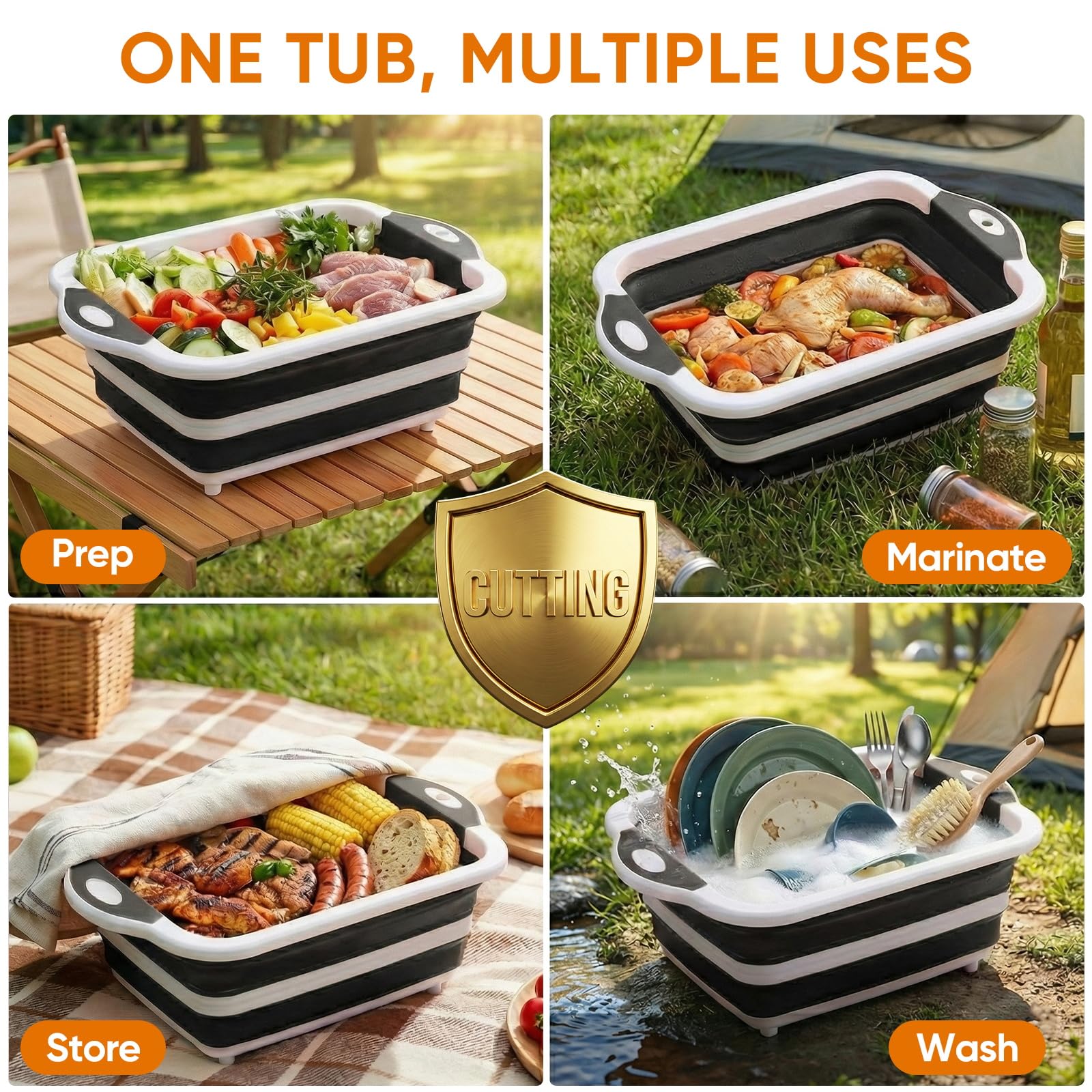 ROTTOGOON prep tub with non slip base stays steady on uneven surfaces