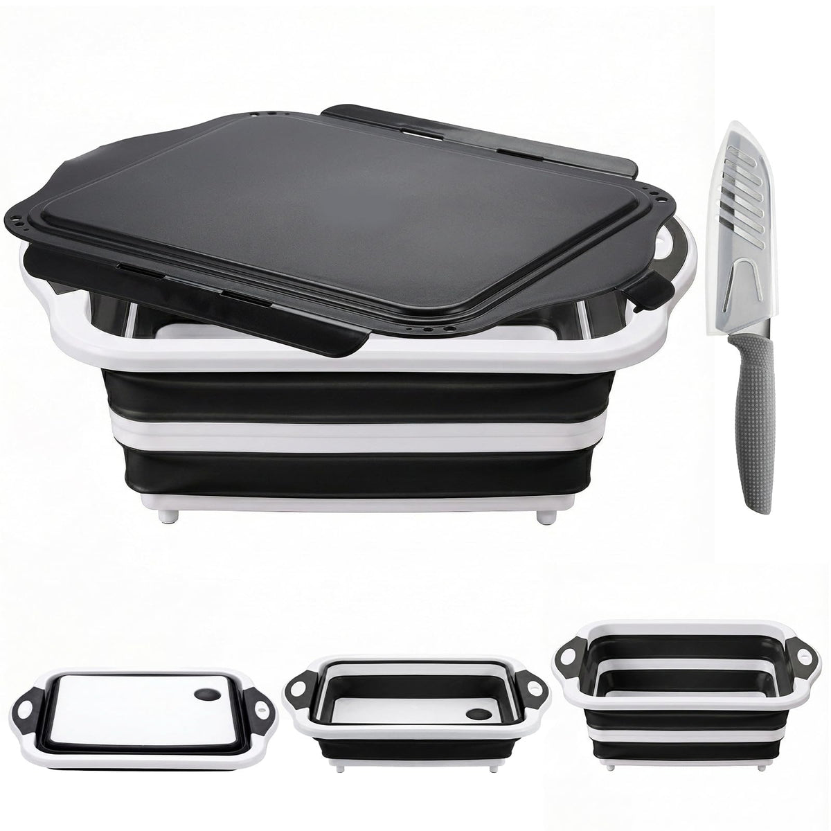 ROTTOGOON collapsible BBQ prep tub lid keeps contents secure during transport