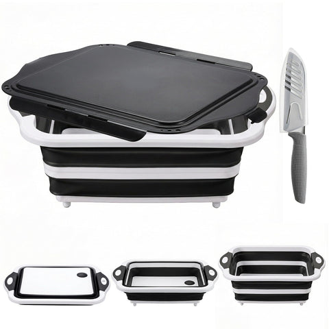 ROTTOGOON collapsible BBQ prep tub lid keeps contents secure during transport