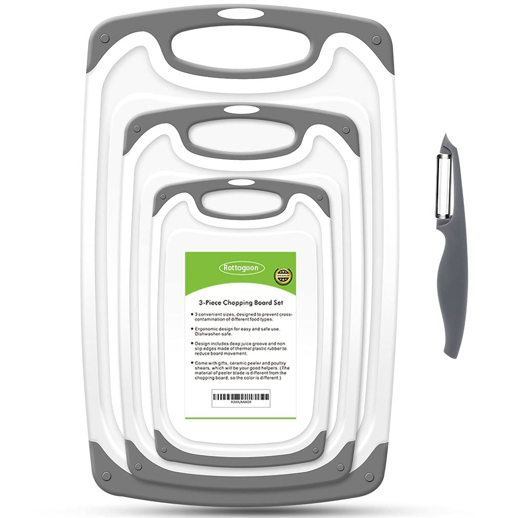 ROTTOGOON cutting board large grey with handle for easy chopping