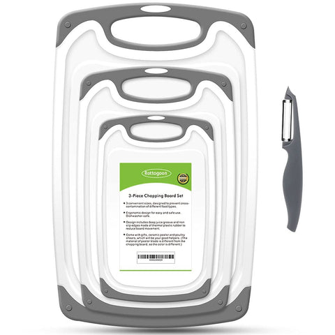 ROTTOGOON cutting board large grey with handle for easy chopping