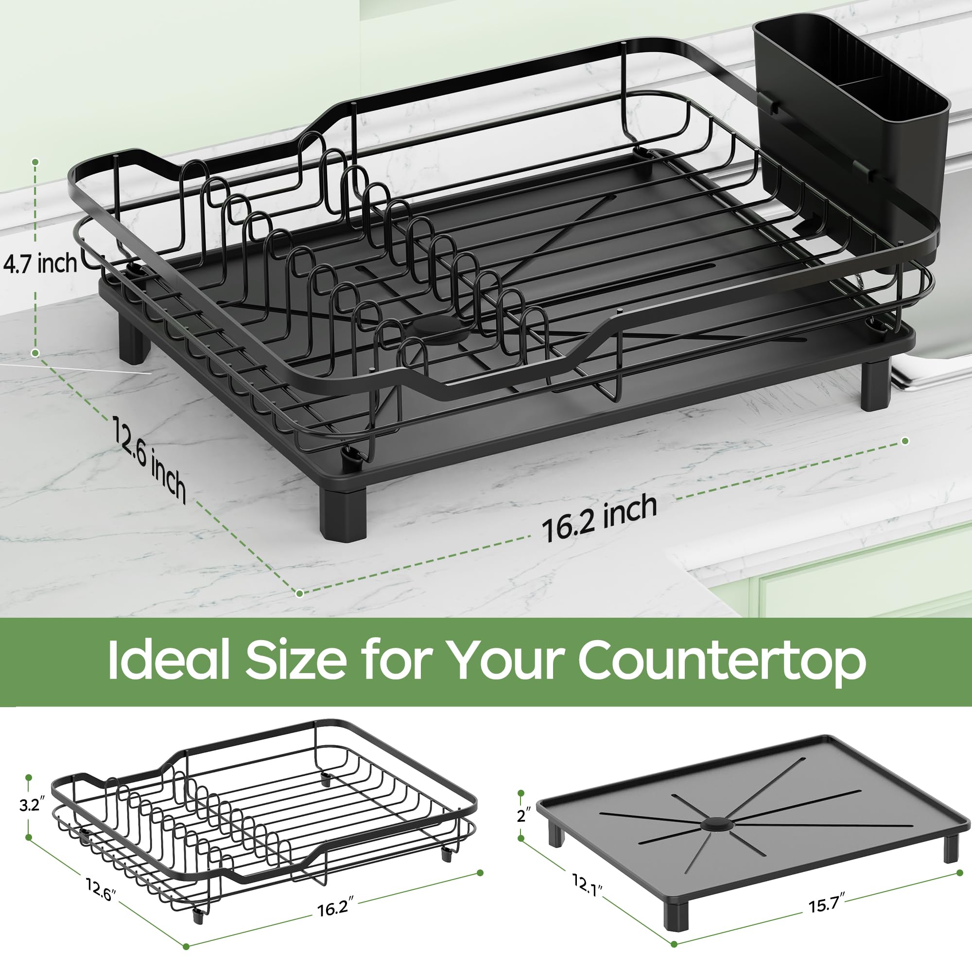 ROTTOGOON rack with spacious plate area for bowls and plates after washing.