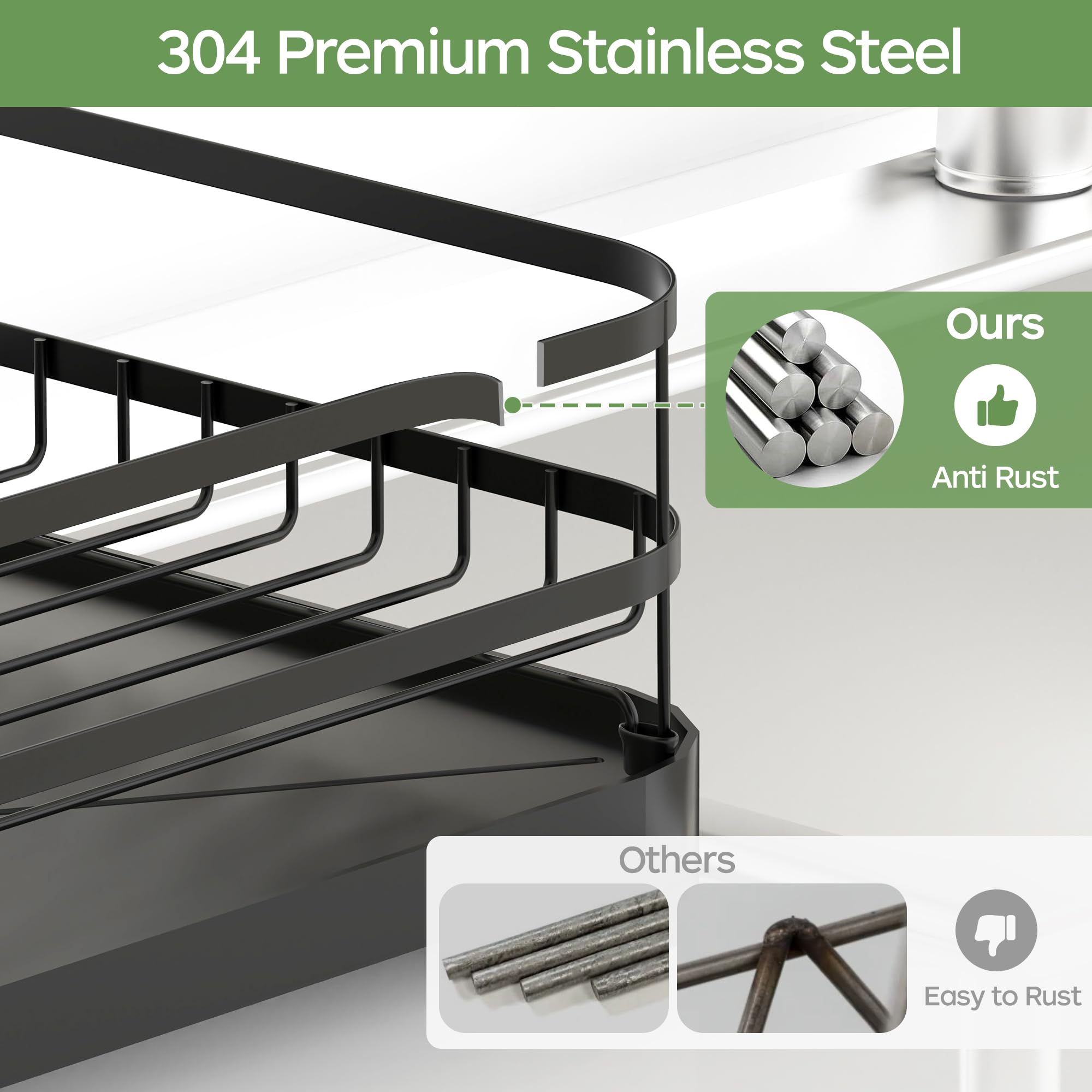 ROTTOGOON utensil holder keeps cutlery organized while drying on the rack.