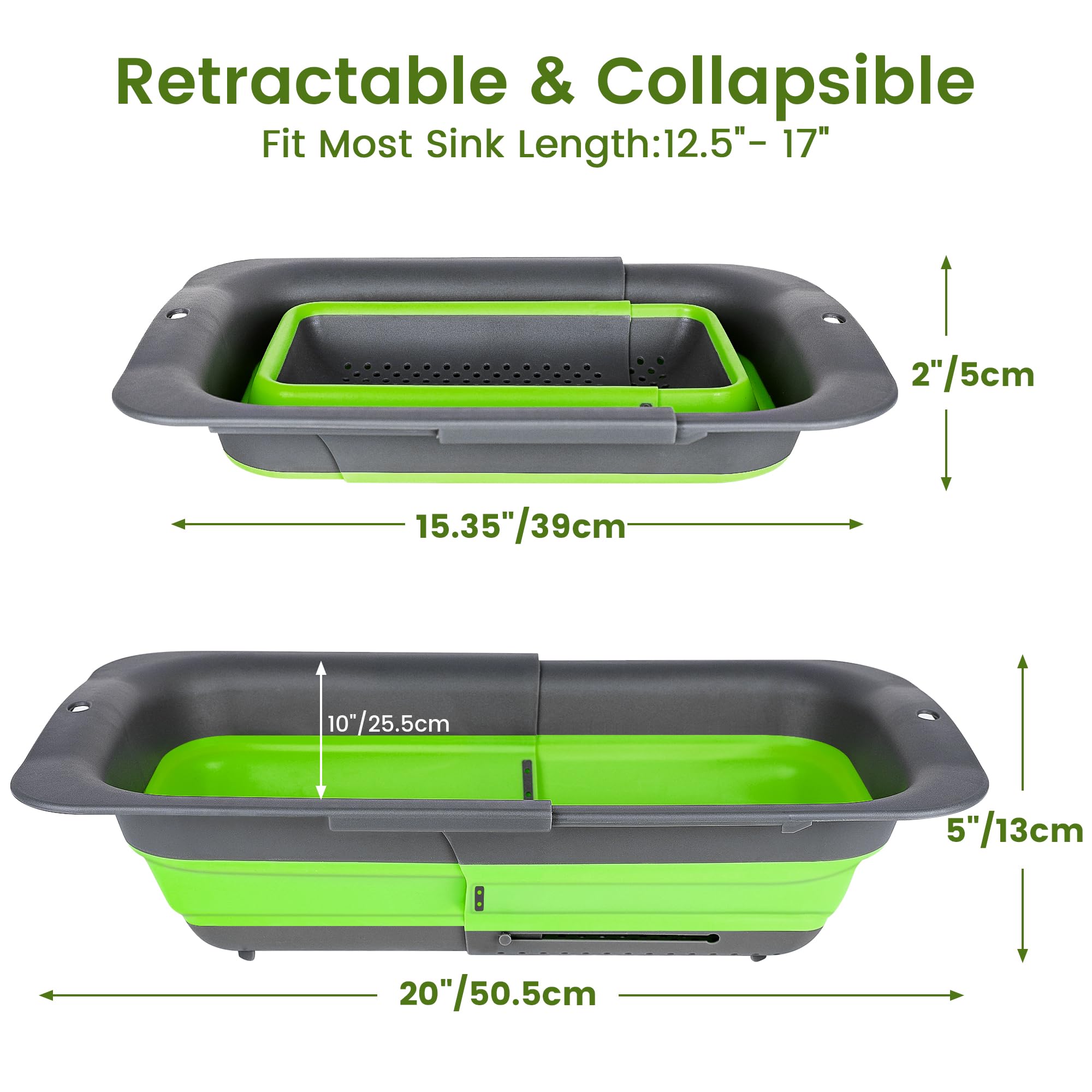 ROTTOGOON expandable sink colander 15 to 19.8 inches fits bigger sinks