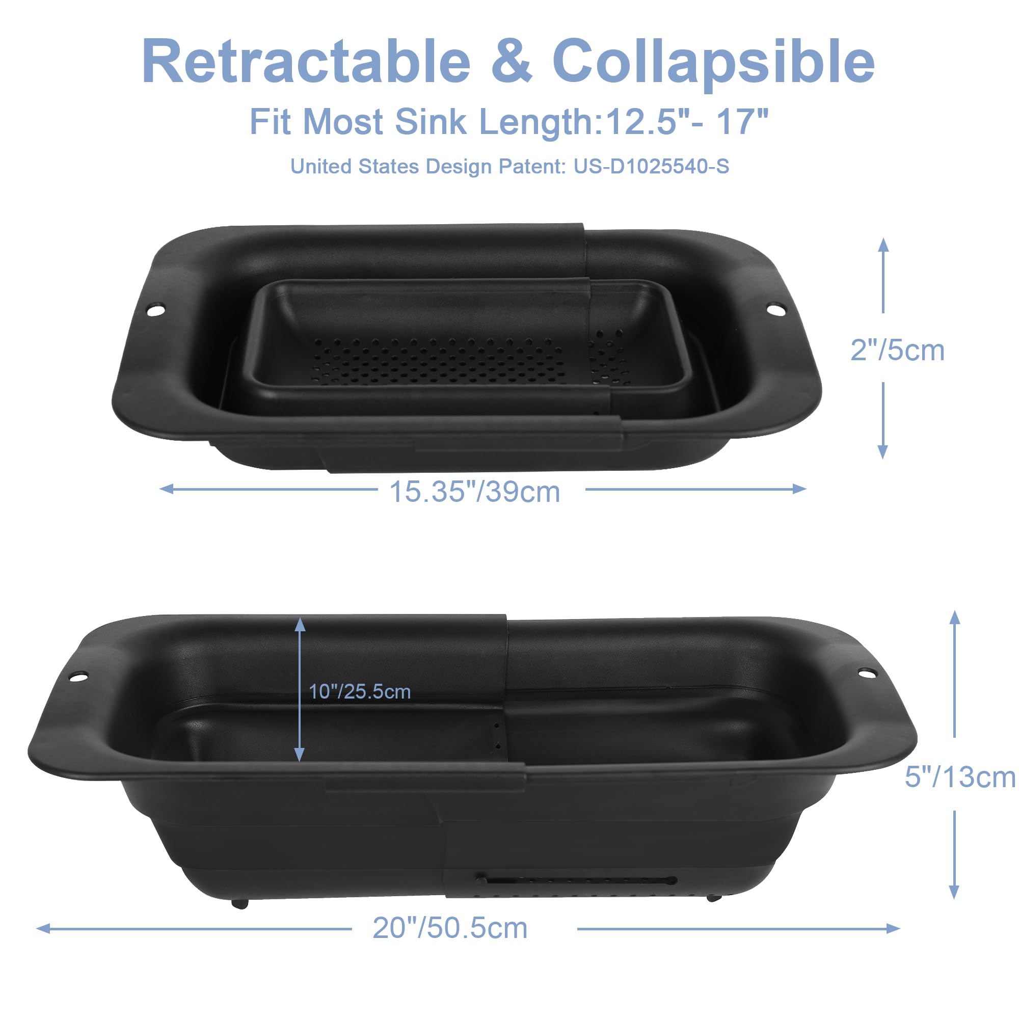 ROTTOGOON expandable sink colander shows adjustable size for tasks.