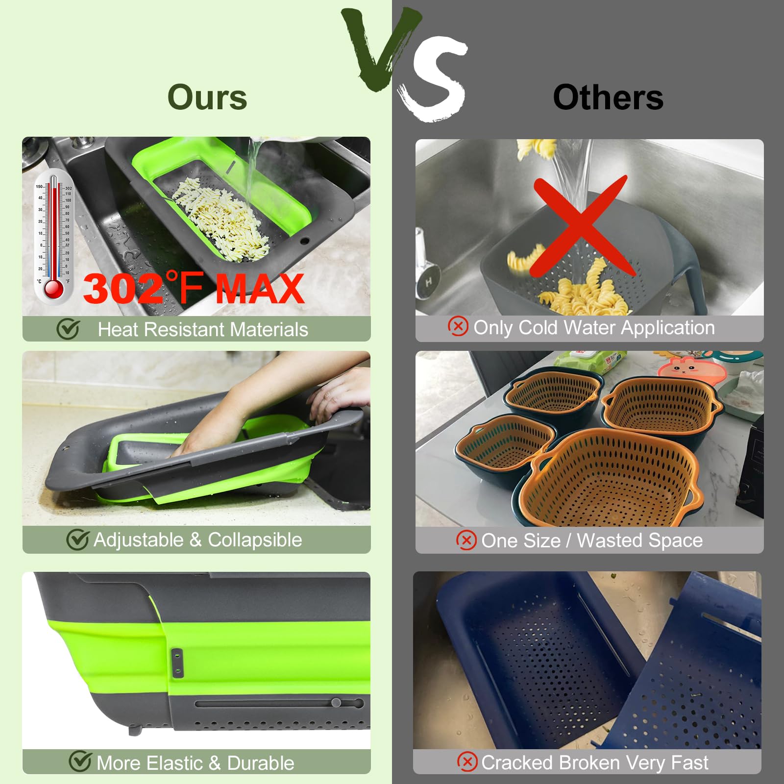 ROTTOGOON large-capacity design drains quickly for fruits and vegetables