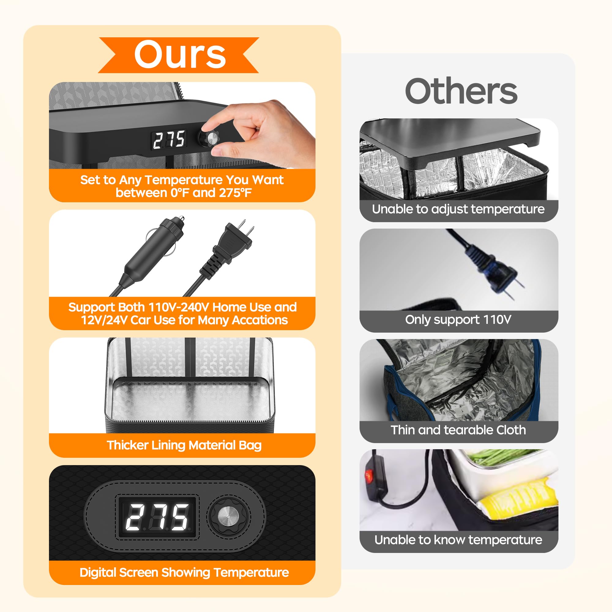ROTTOGOON container compatibility supports glass, stainless steel, and plastic containers.
