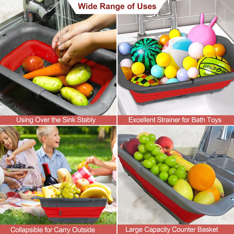 ROTTOGOON silicone collapsible colander folds flat for compact storage after use