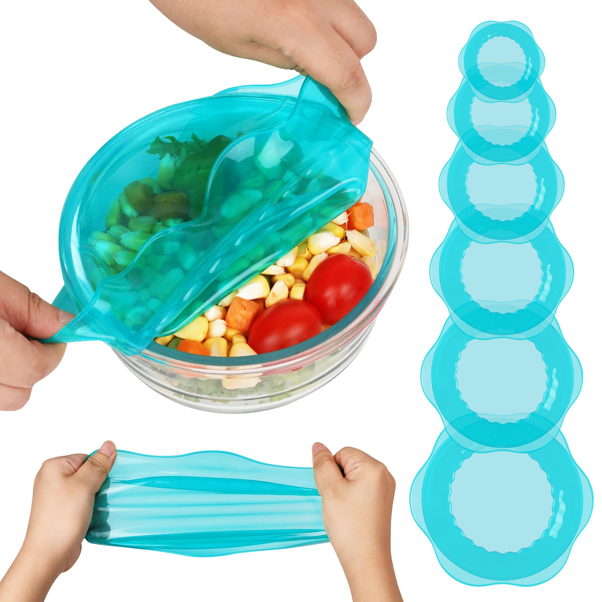 RottoGoon blue silicone stretch lid on a bowl sealing freshness