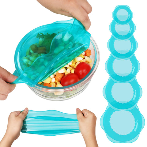 RottoGoon blue silicone stretch lid on a bowl sealing freshness