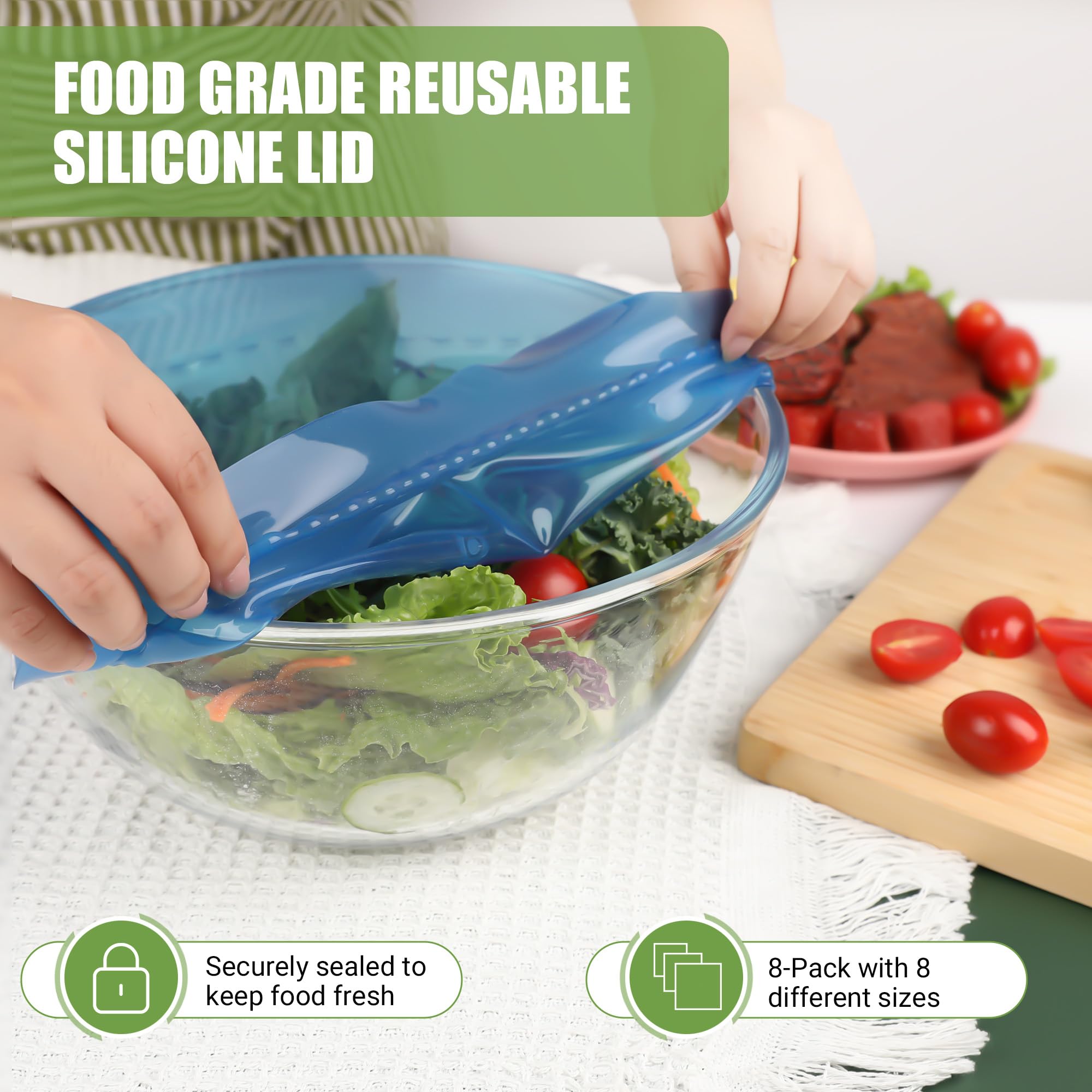 ROTTGOON silicone stretch lid eco-friendly option reduces disposable plastics.