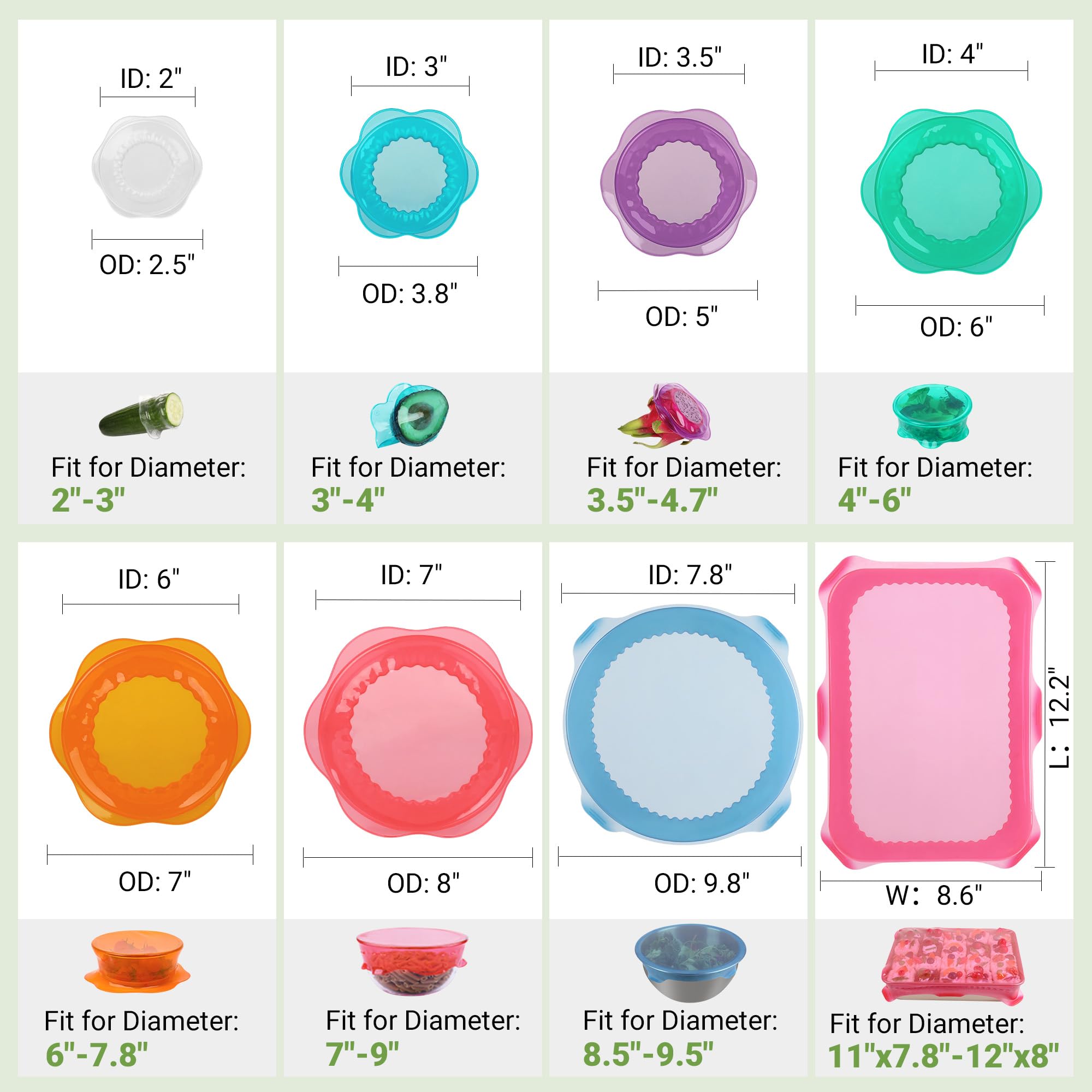 ROTTGOON silicone stretch lid rectangle 12x8.6 inches fits containers securely.