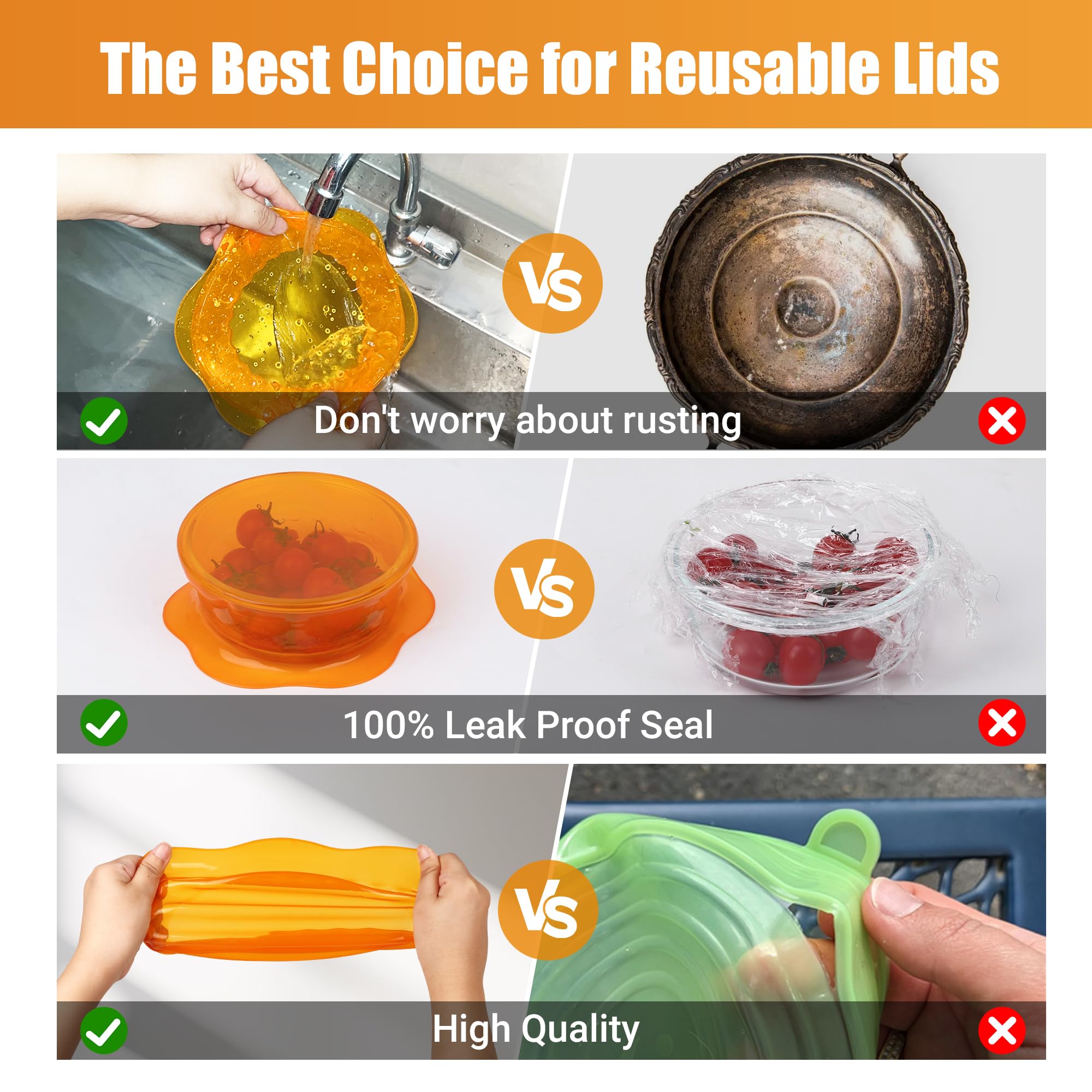 ROTTOGOON silicone lid set is heat resistant for microwaves and fridge storage