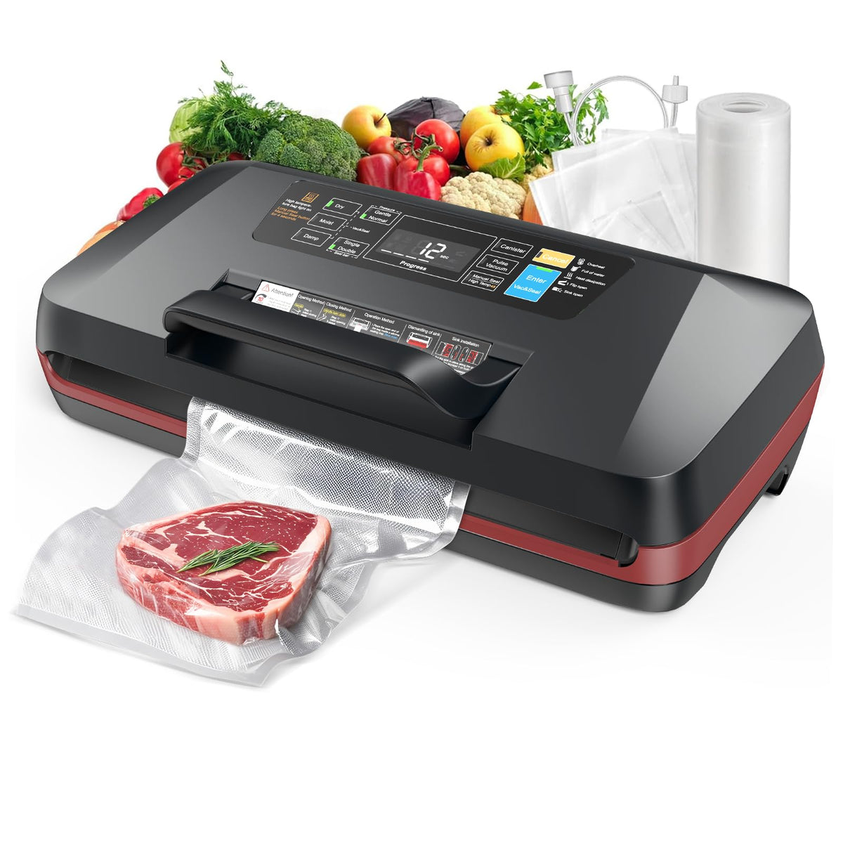 ROUUO 95KPa vacuum sealer front view highlighting compact design and ease of use