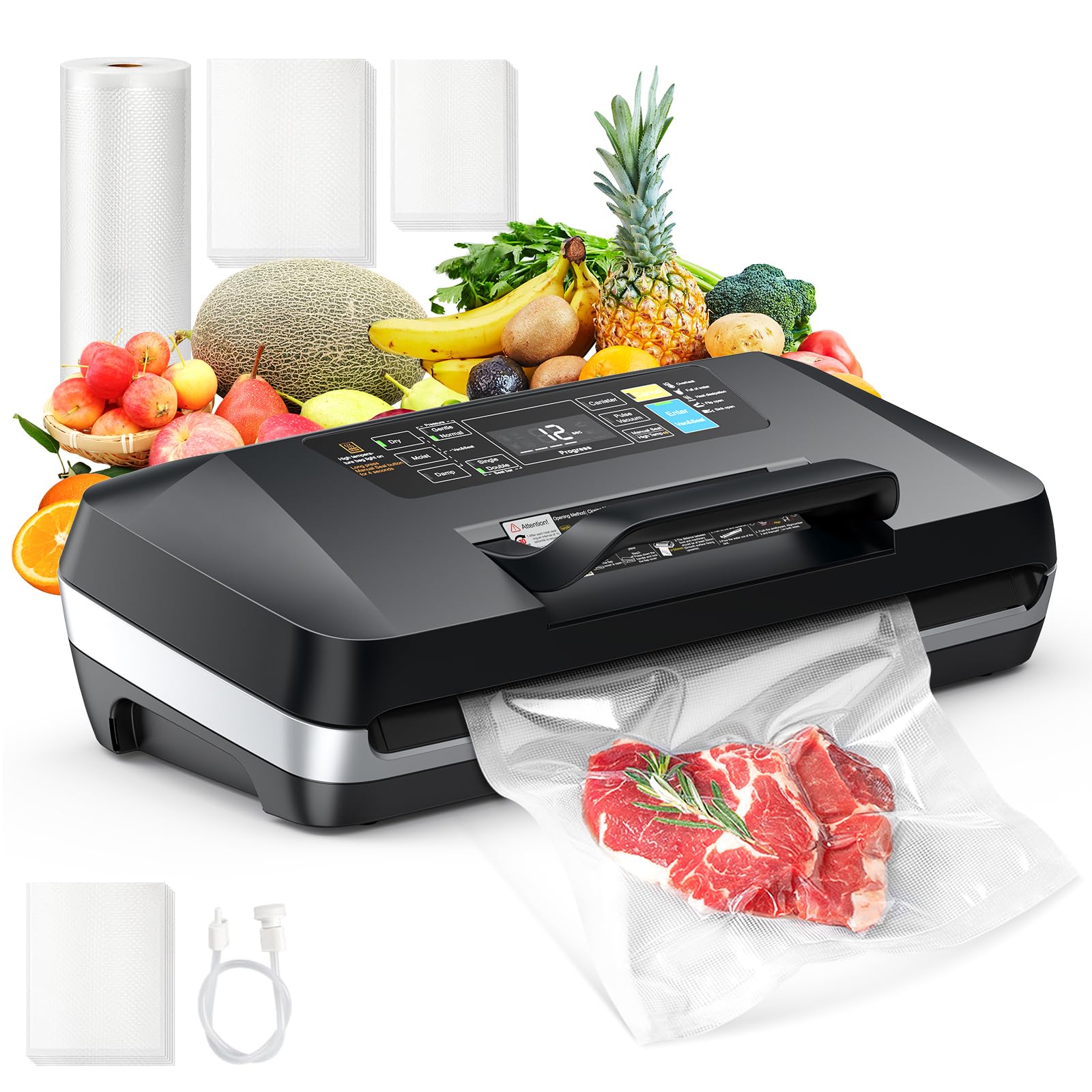 ROUUO 95KPa vacuum sealer machine shows compact design for efficient food storage