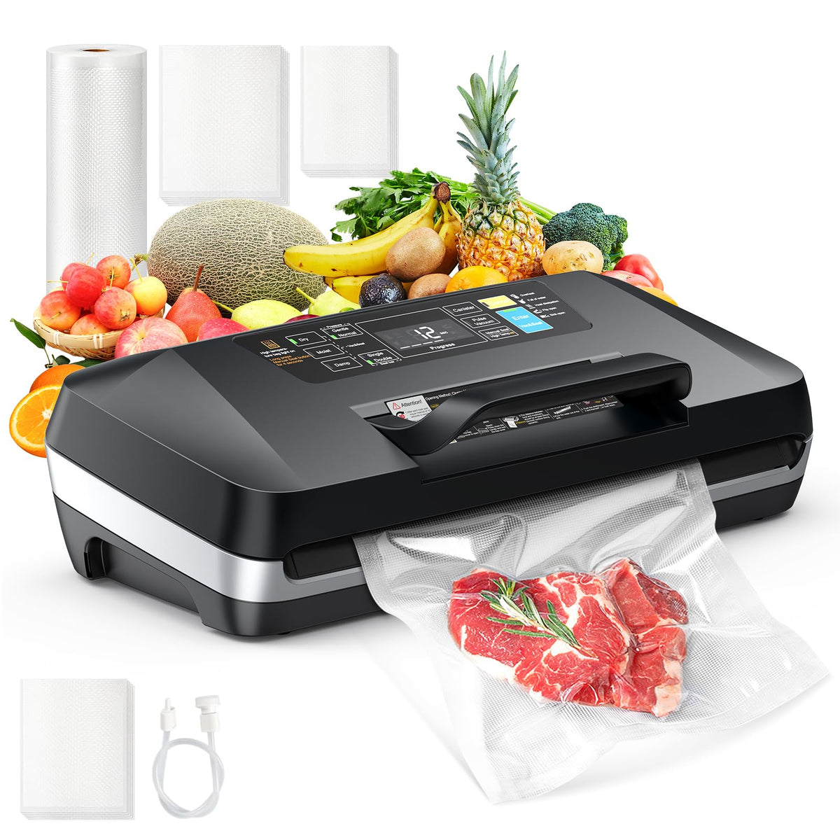 ROUUO 95KPa vacuum sealer machine shows compact design for efficient food storage