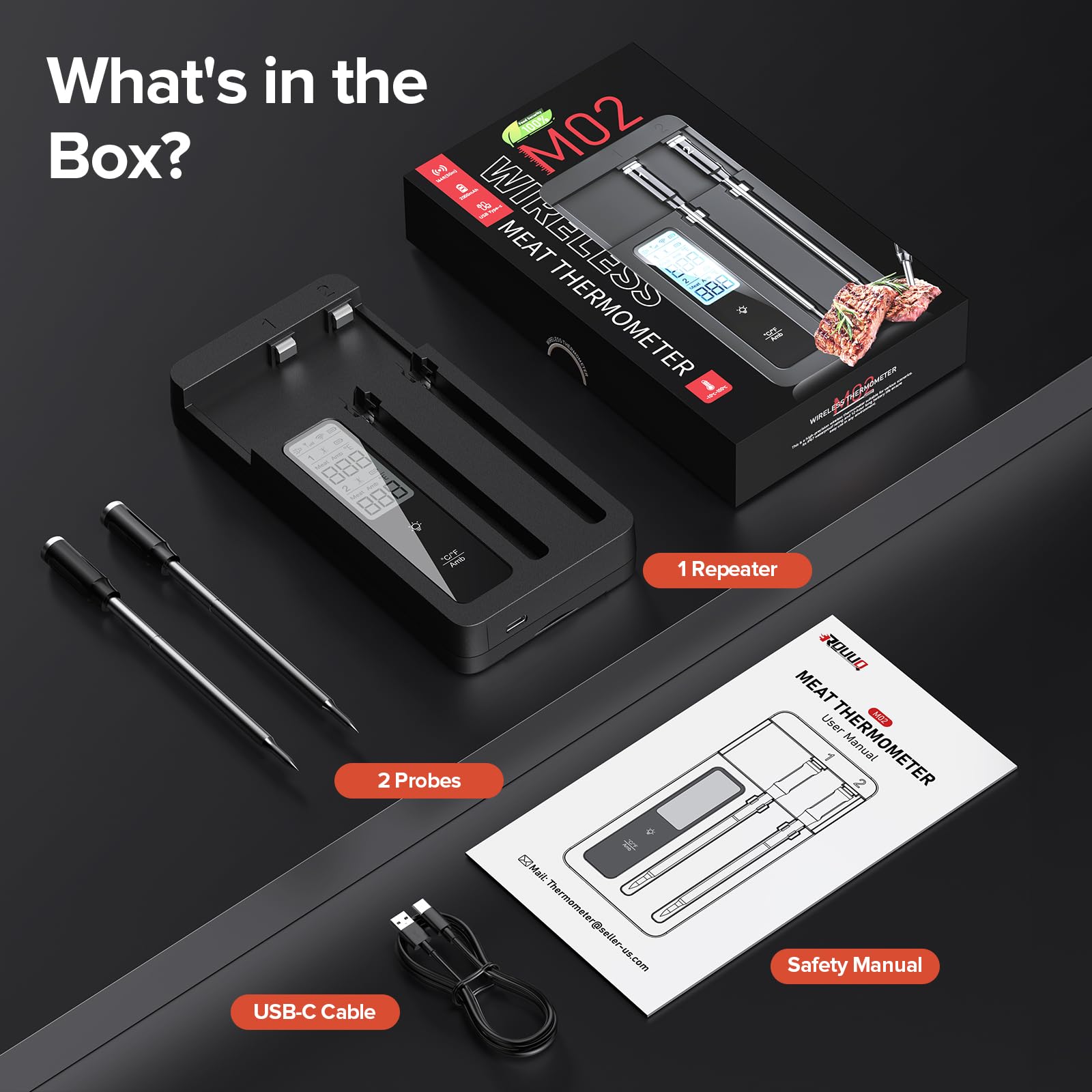 ROUUO grilling action with dual probes for precise, even cooking