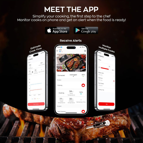 ROUUO app notifications keep you informed during grill sessions.