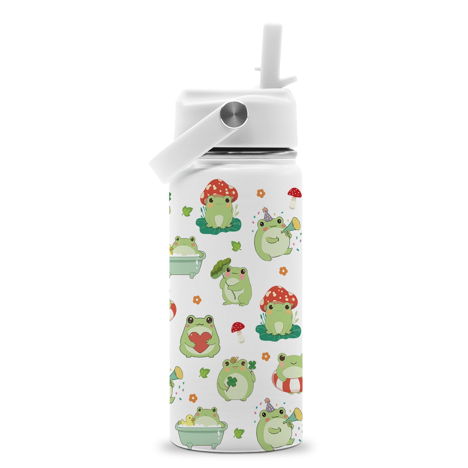 ROVOZAR Frog water bottle 16oz stainless steel with handle for school and travel