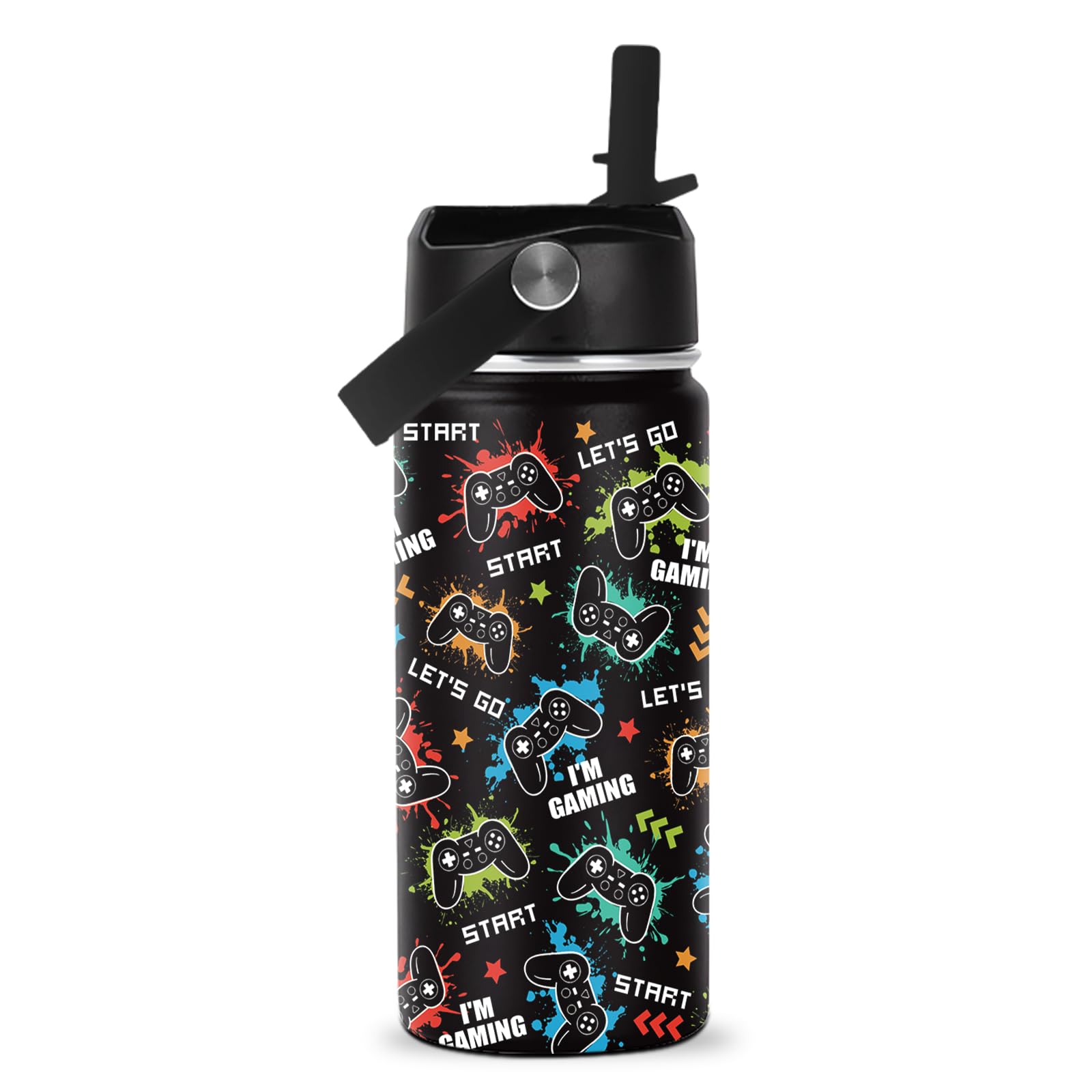 ROVOZAR Game Water Bottle with controller design for kids on the go and easy identification.