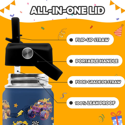 ROVOZAR Monster Truck Bottle durable stainless steel built for daily use and play.