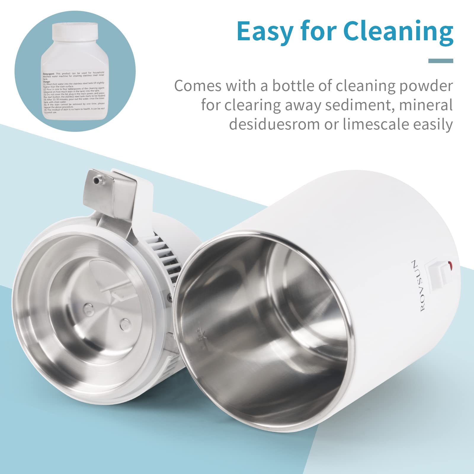 ROVSUN distiller compact design fits kitchen office or lab spaces