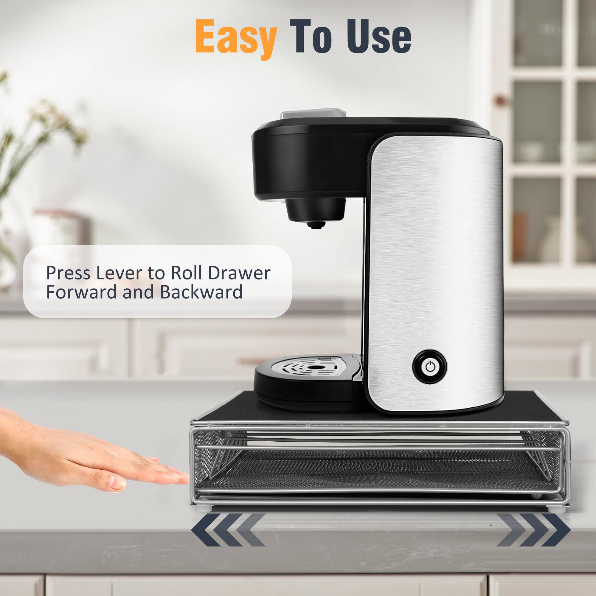 ROWISE coffee pod drawer on-counter storage saves space in kitchen